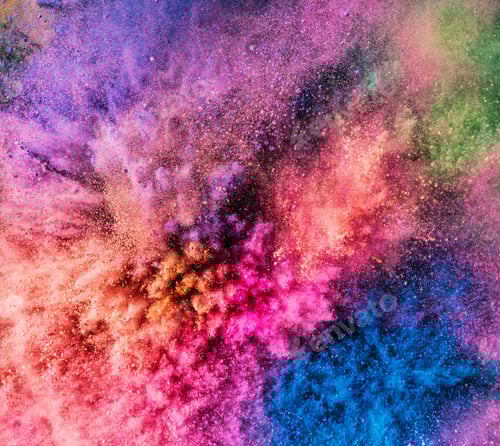 Preview: Holi powder bursting up, creating exploding texture.