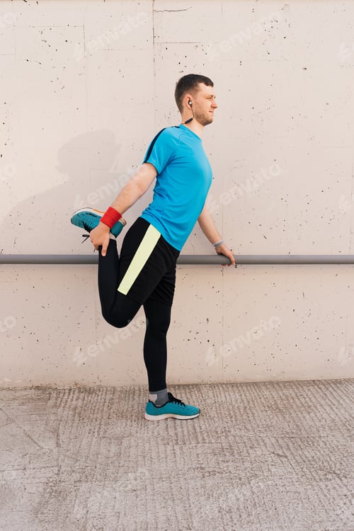 Preview: Caucasian man stretching city workout