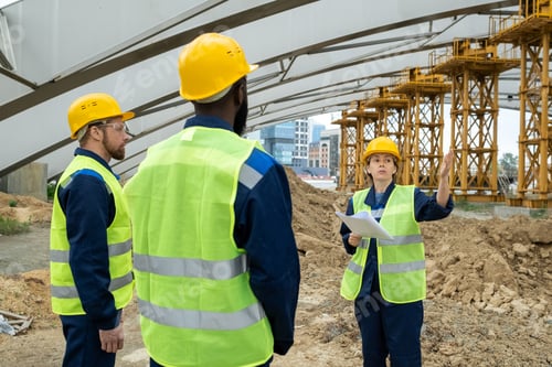 Preview: People discussing construction on the site