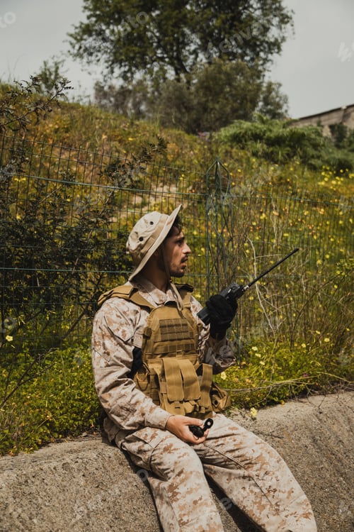 Preview: Armed Soldier Taking A Break In The Nature