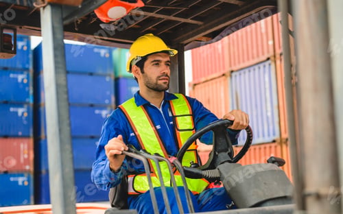 Preview: Industrial warehouse foreman working at overseas shipping container yard