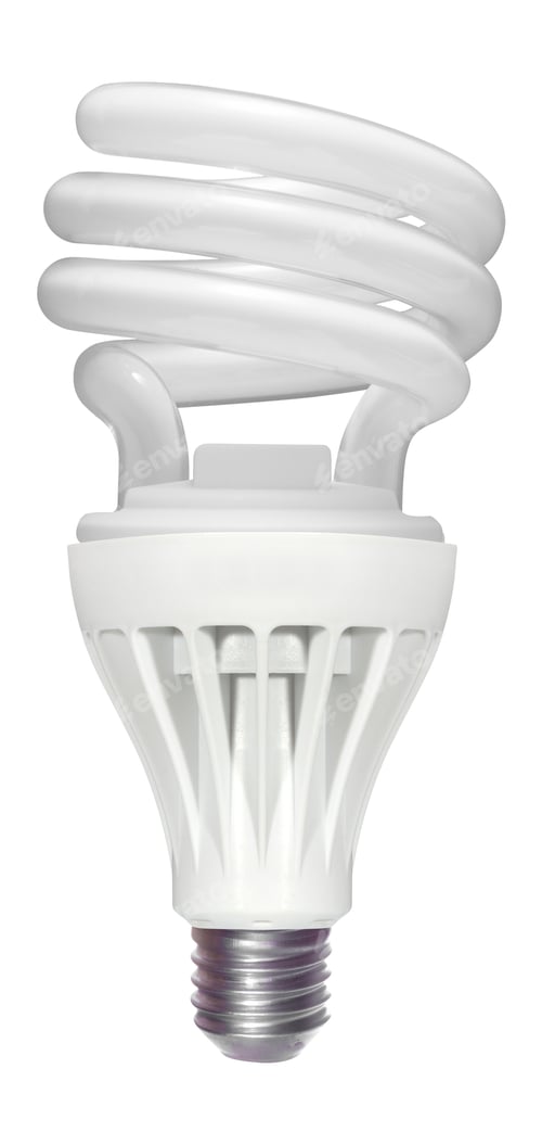 Preview: Efficient compact fluorescent light bulb. Isolated on white