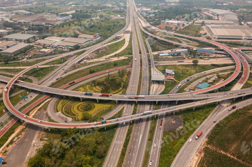 Preview: Road roundabout with car lots highway in Bangkok,Thailand. street large beautiful downtown