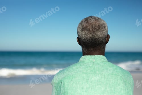 Preview: Rear view old man at the beach