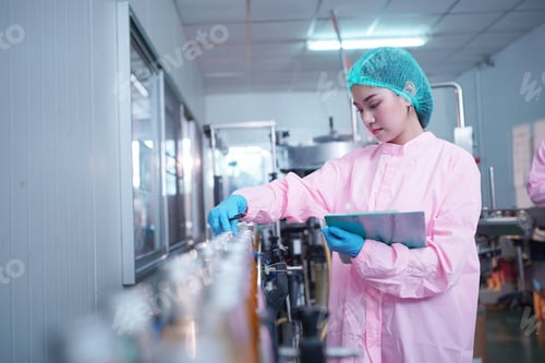 Preview: Industry Worker entering data in machine at factory