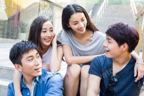 Preview: Young friends talking together