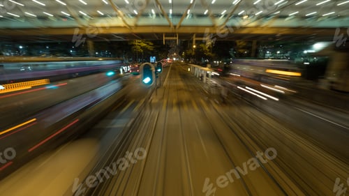Preview: View from moving tram in night Hong Kong