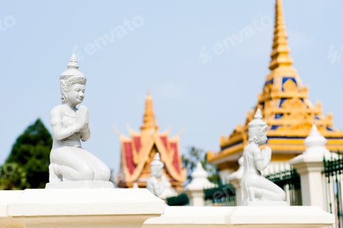 Preview: Small White Buddha Statues in The Silver Pagoda, aka The Temple of the Emerald Buddha at The Royal P
