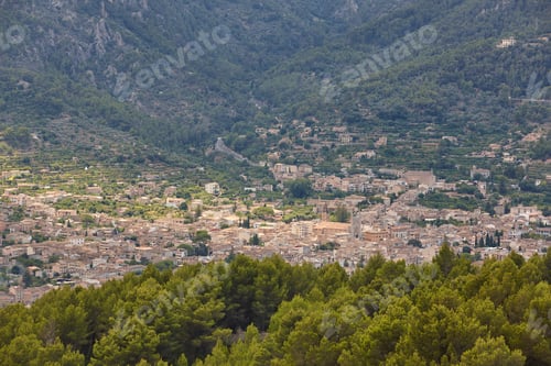 Preview: Picturesque town of Soller in Mallorca. Tramuntana mountain range. Spain