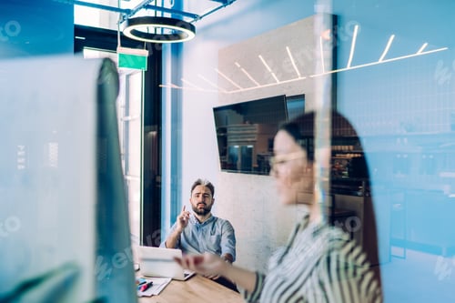 Preview: Businessman having training in workplace