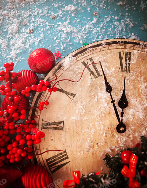 Preview: Christmas clock with red decoration