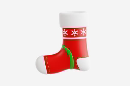 Preview: Christmas Stocking with Snowflake Pattern 3D Icon