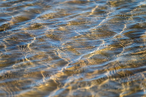 Preview: Transparent sea water and sandy bottom, ripples on the sea water, natural sea water background