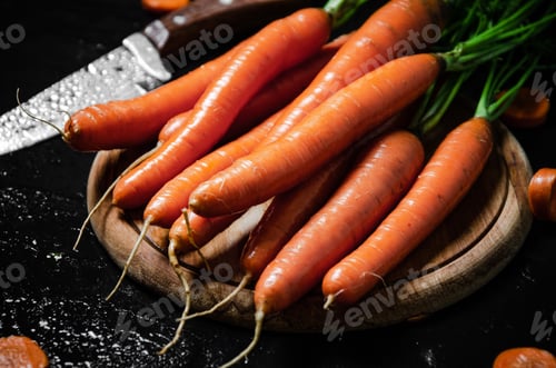 Preview: Carrots on a cutting board.