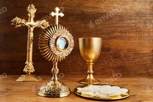 Preview: Corpus christi. Ostensory for worship for Catholic church ceremony.