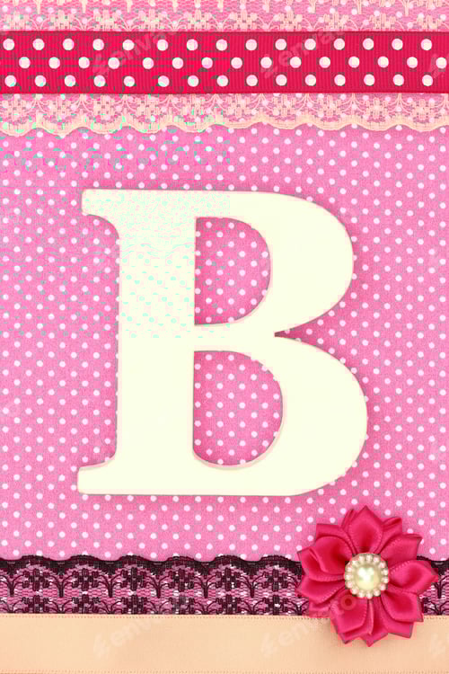 Preview: Wooden letter B on polka dots background