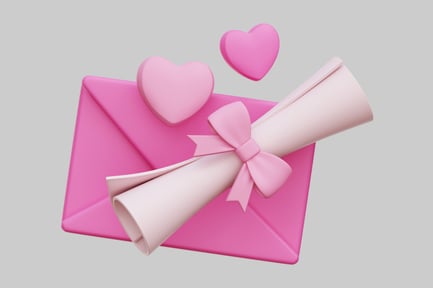 Preview: 3D Pink Valentine Love Letter And Hearts