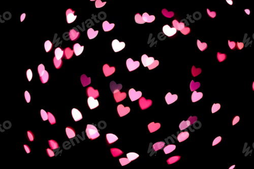 Preview: A lot of pink hearts on black background