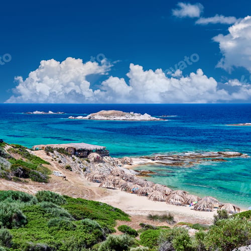 Preview: Beautiful beach and rocky coastline landscape in Greece