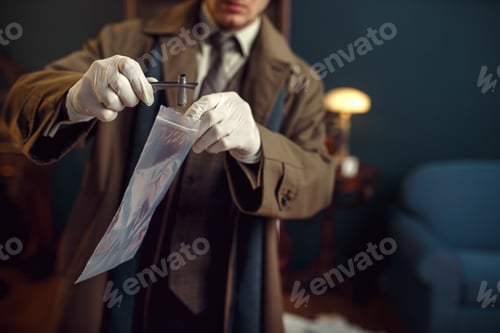 Preview: Male detective with tweezers finds sleeve