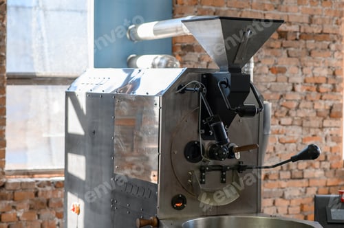 Preview: Coffee roasting machine in a cafe. Small business.