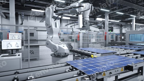 Preview: PV cells used to produce electricity being placed on industrial assembly lines