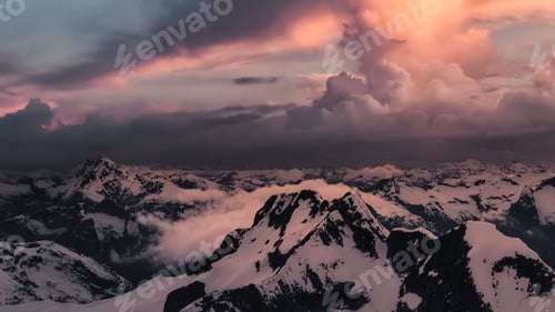 Preview: Aerial view from above of White Glacier Mountains