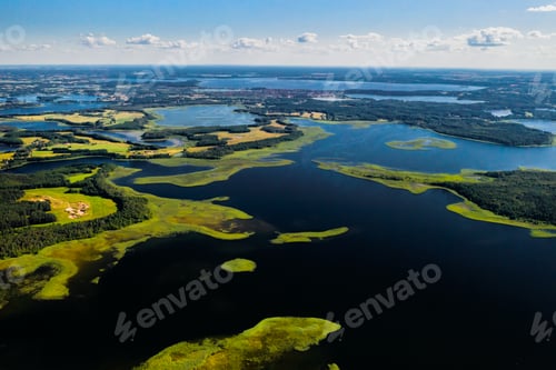 Preview: Top view of the Snudy and Strusto lakes in the Braslav lakes National Park, the most beautiful lakes