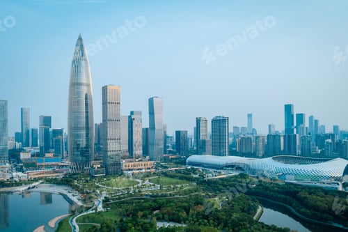 Preview: Aerial view of landscape in Shenzhen city,China