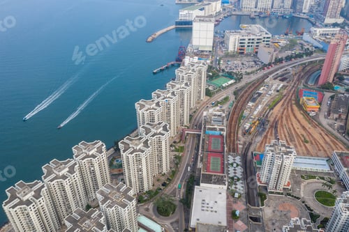Preview: Chai Wan, Hong Kong 22 May 2019: Aerial view of Hong Kong city