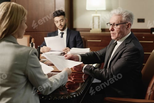 Preview: Group of Business People Doing Paperwork Sitting in Boardroom
