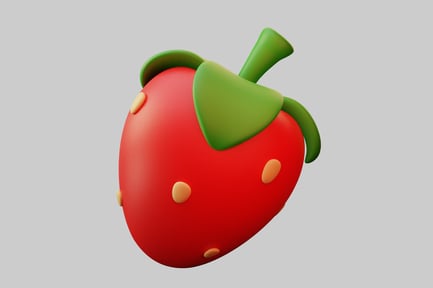 Preview: Strawberry with stem and seeds