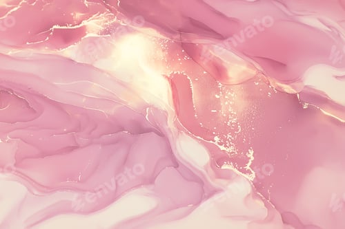 Preview: Abstract alcohol ink painting background in pink purple black colors with gold splashes