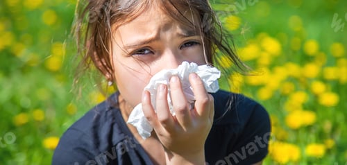 Preview: The child is allergic to flowers. Selective focus.