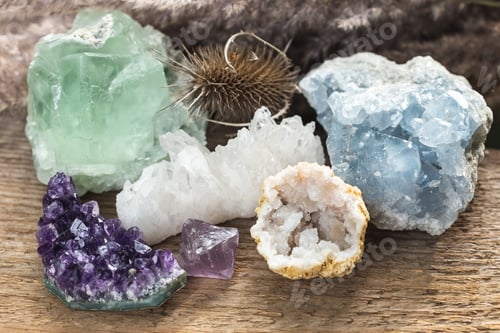 Preview: Stones and minerals set up for healing therapy