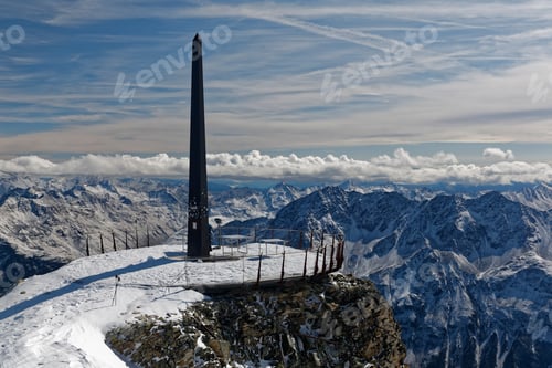 Preview: Austria, Tyrol, Oetztal, Soelden, observation deck Schwarze Schneid with obelisk