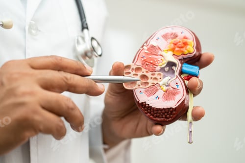 Preview: Kidney disease, Chronic kidney disease ckd, Doctor hold model to study and treat in hospital.