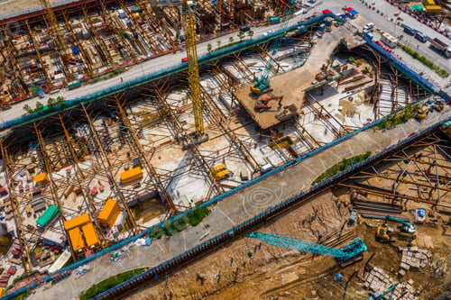 Preview: Kai Tak, Hong Kong 12 May 2019: Top view of Hong Kong construction site