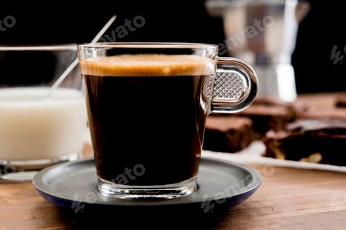 Preview: Dark Coffee and Brownies Ready to Enjoy