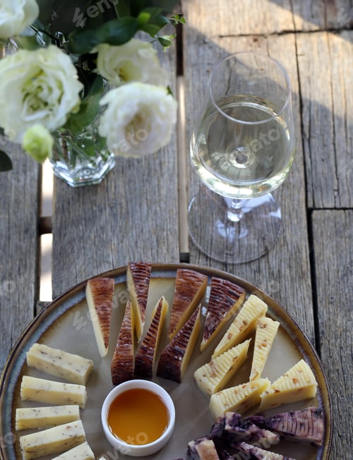 Preview: farm craft cheese on a wooden table