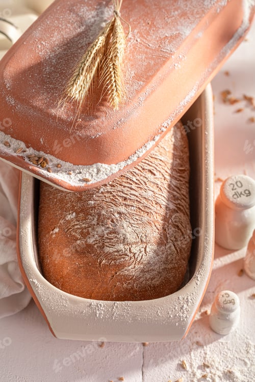 Preview: Fresh loaf of bread in a home bakery.