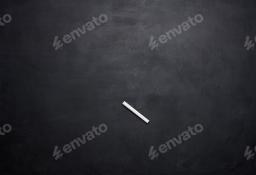 Preview: Empty black chalk board and white chalk stick