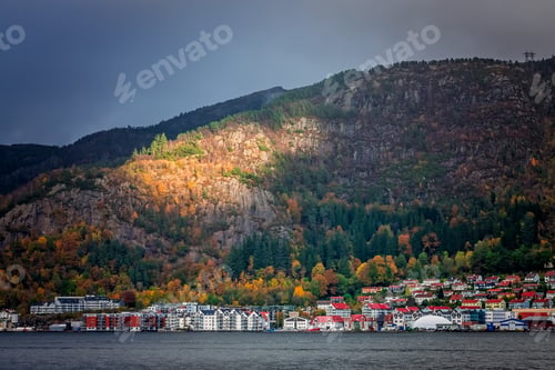 Preview: View of the buildings in the Bergen harbor