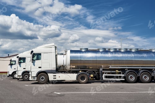 Preview: Trucks with tank trailer on parking lot