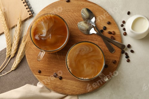 Preview: Concept of breakfast with cups of fresh coffee
