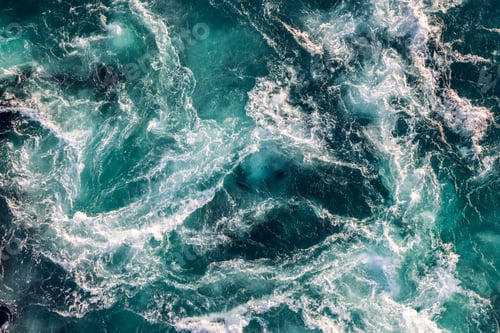Preview: Blue waves of water of the river and the sea meet each other during high tide and low tide.