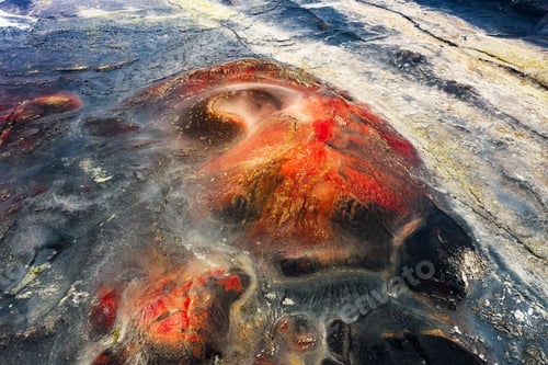 Preview: Aerial view on Iceland. Nature. Aerial landscape above volcanos valley. Icelandic landscape