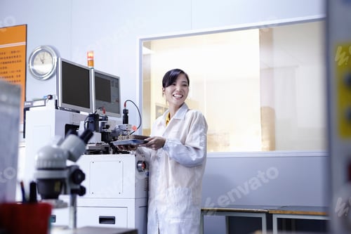 Preview: Technician working in LED factory