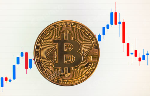 Preview: Bitcoin. Physical bit coin. Digital currency. Cryptocurrency. Golden coin with bitcoin symbol
