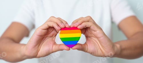 Preview: LGBT pride month concept or LGBTQ+ or LGBTQIA+ with rainbow heart shape for Lesbian